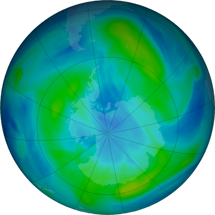 Antarctic ozone map for 22 March 2024